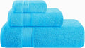 Belizzi Home Ultra Soft 3 Pack Cotton Towel Set, Contains a Bath Towel 28x55 inch, a Hand Towel 16x24 inch & a Wash Coth 12x12 inch, Ideal Everyday use, Compact & Lightweight - Turquoise Blue