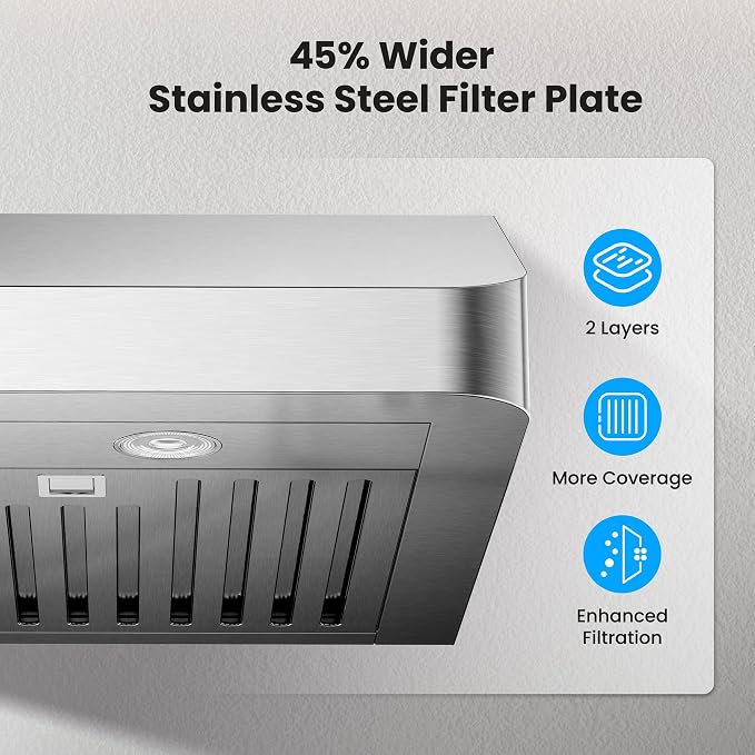 Range Hood 42 Inch Under Cabinet, 980CFM Fast Venting Ducted, Kitchen Hood - Image 4