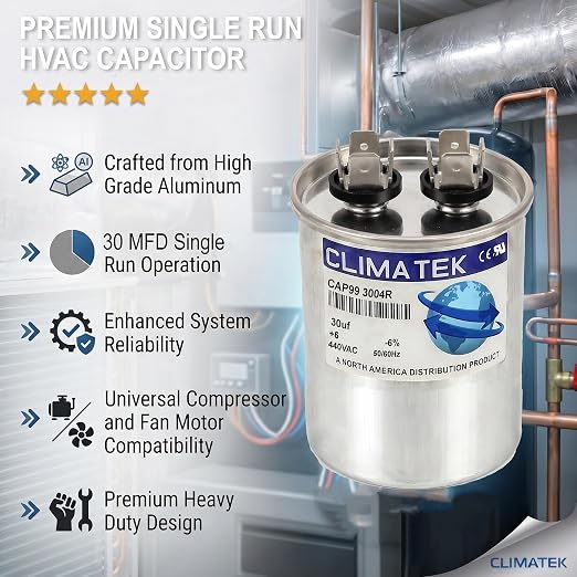 ClimaTek 30 MFD 370/440 Volt VAC Run Round Capacitor CAP99-3004R - Image 5