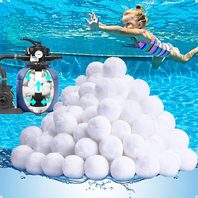 QwayHome 4.6 lbs Pool Filter Balls, Reusable Filter Sand Balls by QwayHome