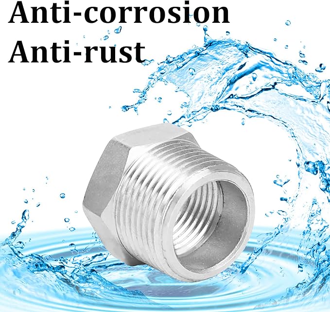 2 Pcs Reducer Hex Bushing, 304 Stainless Steel 1" Male NPT to 3/4" Female NPT（ - Image 5