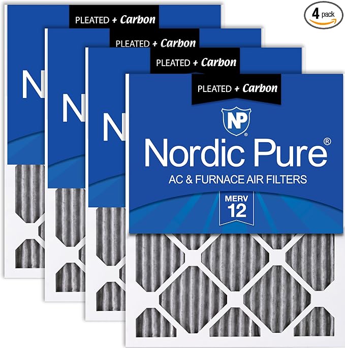Nordic Pure 24x30x1 Furnace Air Filters MERV 12 Pleated Plus Carbon 4 Pack by NordicPure