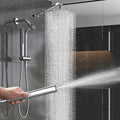Veken 10" Luxurious All Metal Rain Shower Head with Handheld, High Pressure Rainfall Shower Heads wih Extension Arm, Wide Dual Showerhead with Spray Combo, Bathroom Accessories, Chrome, Silver