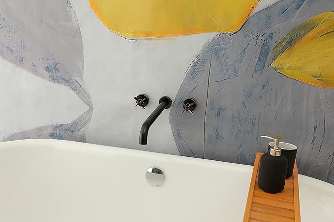Wall Mount Tub Filler,Two Cross Handle Bathtub Faucet,Extra Long Spout Reach with High Water Flow,Brass Rough in Valve Included,Oil Rubbed Bronze