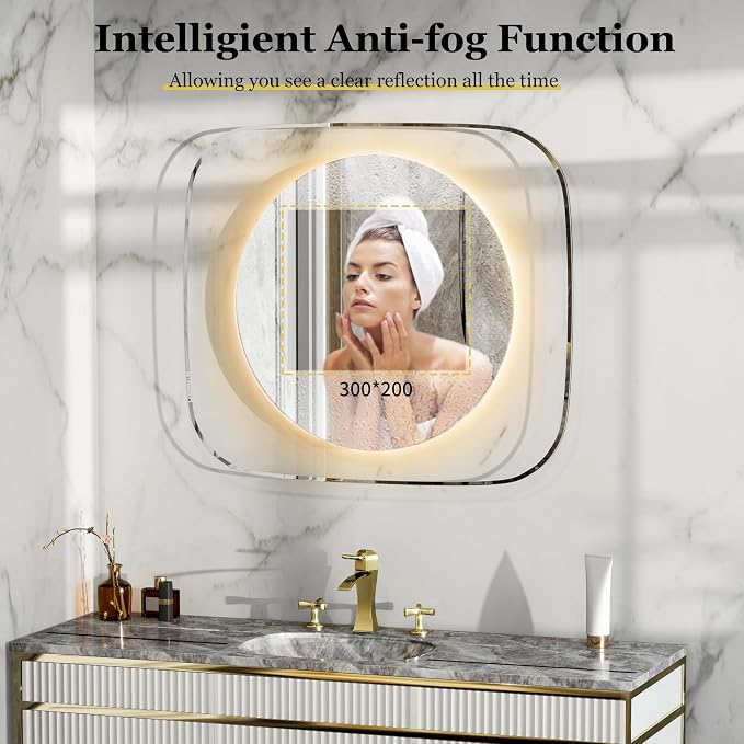 LUVODI Lighted LED Bathroom Mirror: 28”x32” Transparent Wall Mounted Vanity - Image 4