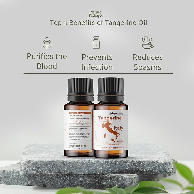 Tangerine Essential Oil - Direct from Citrusmade Italy - Cold Pressed - Aceite Esencial de Mandarina for Aromatherapy, Massage, Diffuser, DIY Candle and Soap Making - 8oz
