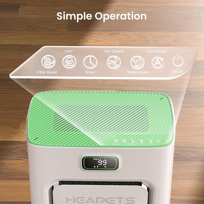 Pet Air Purifier for Home Large Room 2500 sq ft, H13 HEPA Washable Double-Sided - Image 9