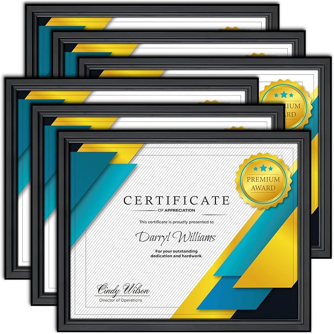 Langdon House 8.5x11 Certificate Frames Set Distinguished Edging by LangdonHouse