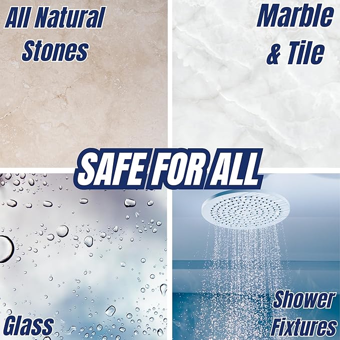 Black Diamond Stoneworks Natural Stone Shower Soap Scum Remover Spray. For Cleaning Bathtubs, Glass Doors, Tubs, Travertine, Marble, Tile. Heavy Duty, Safe Acid-Free Cleaner. Safe for fixtures.