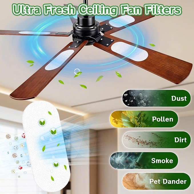 15 Pack Ceiling Fan Filter Pads, Activated Carbon & Zeolite Blend - Image 2