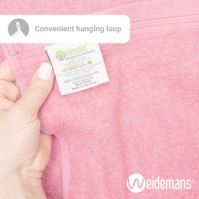 100% Cotton Washcloths Set 13” x 13” | Pink Rose Towels | Set of 12 Ultra Soft and Highly Absorbent Washcloths Sets for Bathroom, Gym, Hotel, Spa | Machine Washable Face Towel