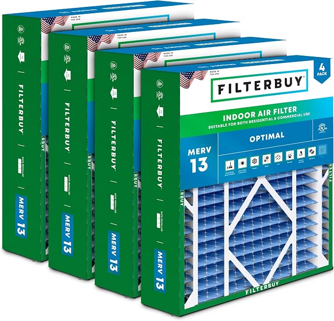 Filterbuy 21x21x5 Air Filter MERV 13 Optimal Smoke & Allergy Defense, by Filterbuy