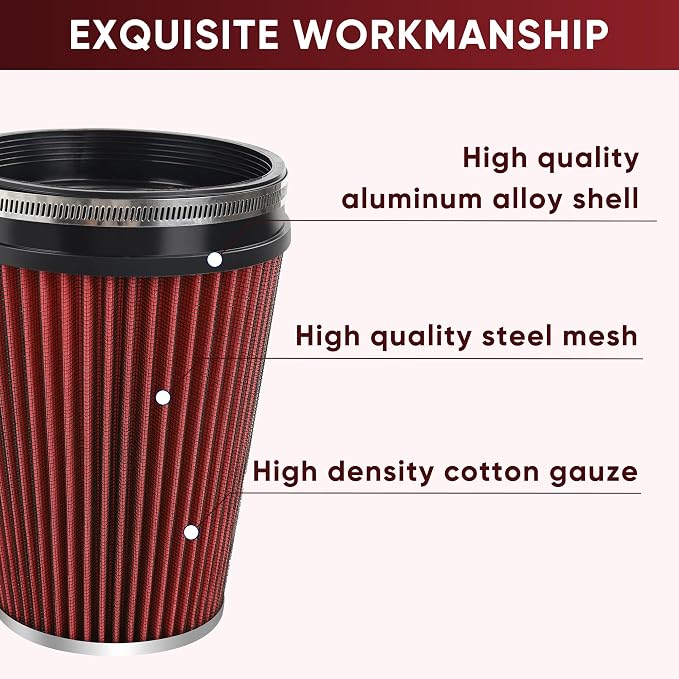 6" 152mm Cold Air Intake Filter Clamp-On Replacement High Flow Inlet Air Filter - Image 3