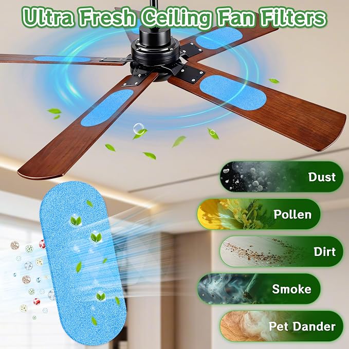 15Pcs Ceiling Fan Air Purifier Filters, Activated Carbon Fiber Cotton, Odors & - Image 2