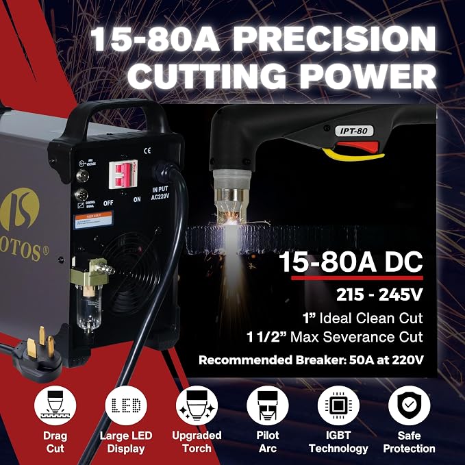 LTP8050 CNC | 80A Blowback Plasma Cutter, THC/ARC OK, LED Display & Front - Image 6