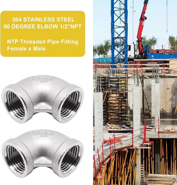 2Pcs 304 Stainless Steel 90 Degree Elbow 1/2" NPT Female x 1/2" NPT Female - Image 7
