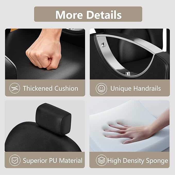 Pedicure Station for Nail Tech, Reclining Pedicure Chair with Massage Foot Bath, No Plumbing Pedicure Station Unit (Black-Sliver)