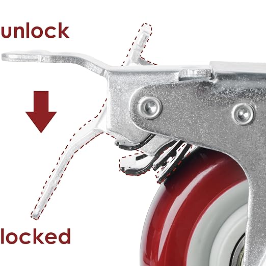 Finnhomy 5 Inch Casters Wheels Set of 4 Heavy Duty Plate Swivel Locking Casters - Image 6