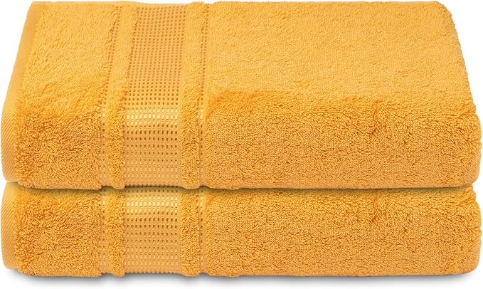 Melissa Linen, 2 Piece Hand Towel Set, 100% Turkish Cotton Face Hand Towels for Bathroom, 20 in x 35 in, Absorbent, Quick Dry, Durable and Soft, Spa and Hotel Quality, Yellow