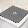 Shower Mat Non Slip,27 x 27 Inch Extra Large Bath Mat with Drain,Soft Square Loofah Shower Stall Mat Bathtub Mat for Bathroom,Without Suction Cups (Grey)