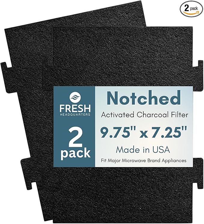 2-Pack Notched Activated Carbon Charcoal Microwave Hood Filters by FreshHeadquarters
