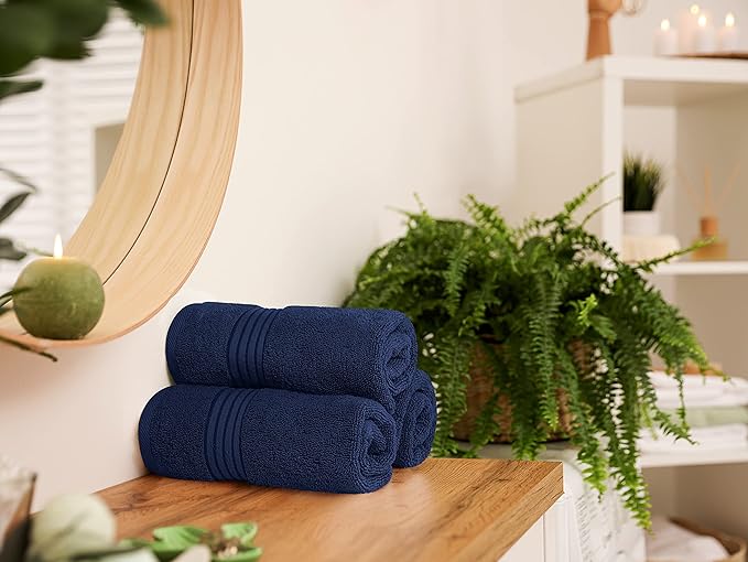 Utopia Towels 6 Piece Premium Hand Towels Set, 16 by 28 inches, 100% Ring Spun Cotton, Lightweight and Highly Absorbent Towels for Bathroom, Travel, Camp, Hotel, and Spa, Navy
