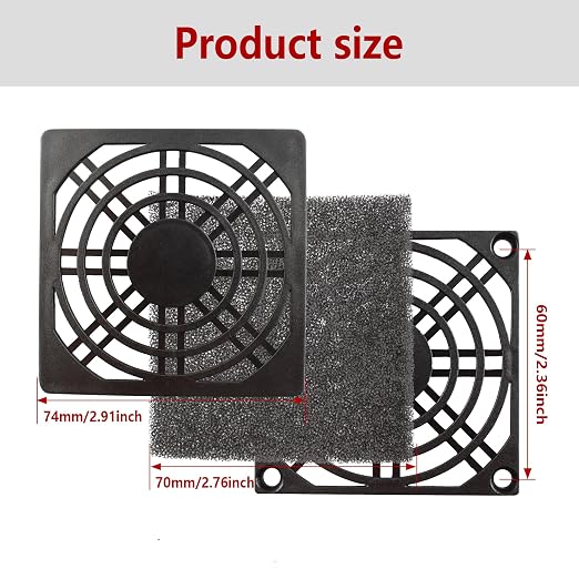 4 Pcs 70mm Black Square Plastic Cooling Fan Filter Cover, Dust Screen - Image 3