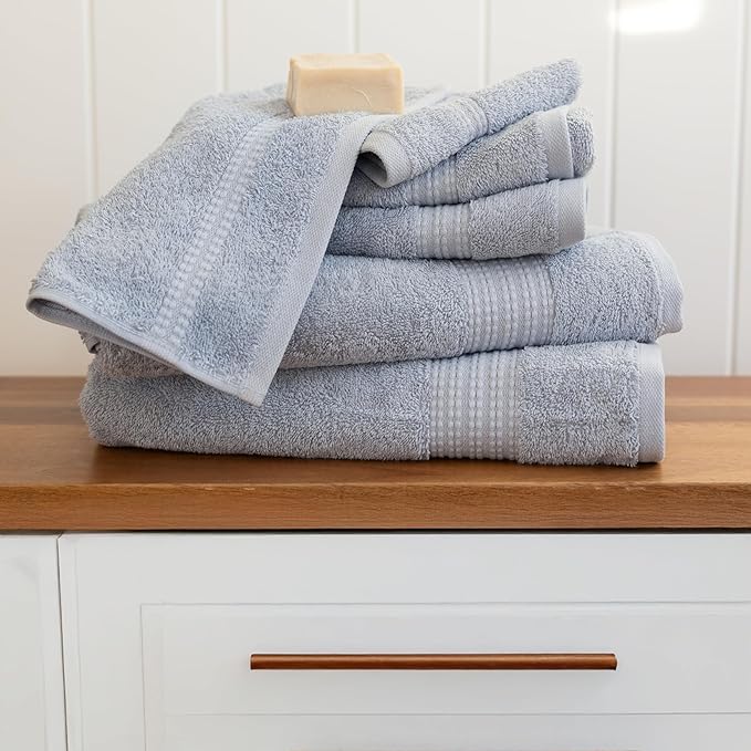 100% Turkish Cotton Towel Set of 6 - Soft, Plush & Super Absorbent - Premium Set with 2 Bath Towels, 2 Hand Towels, and 2 Washcloths - Made in Turkey (Baby Blue, 6-Piece Towel Set)