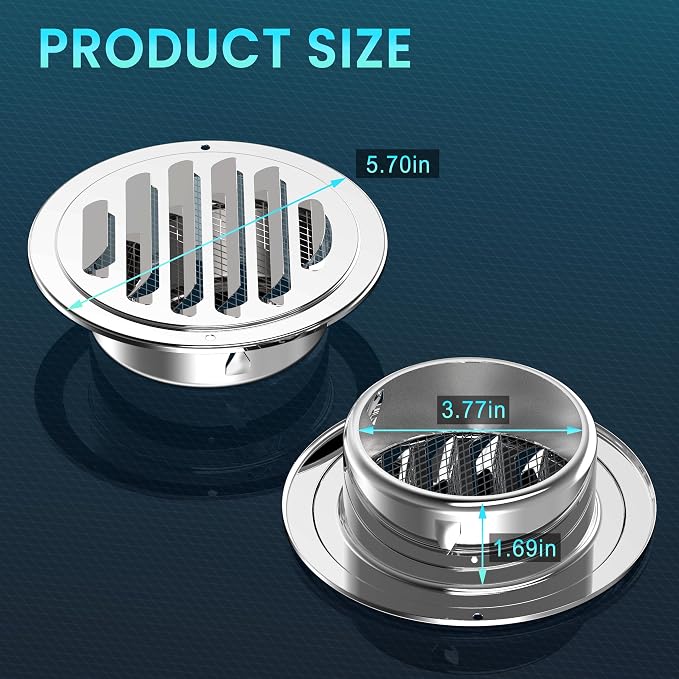 Stainless Steel Soffit Vents 4 Inch, HG Power Round Vent Cover - Image 2