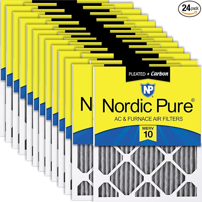 Nordic Pure 18x20x1 Furnace Air Filters MERV 10 Pleated Plus Carbon 24 Pack by NordicPure