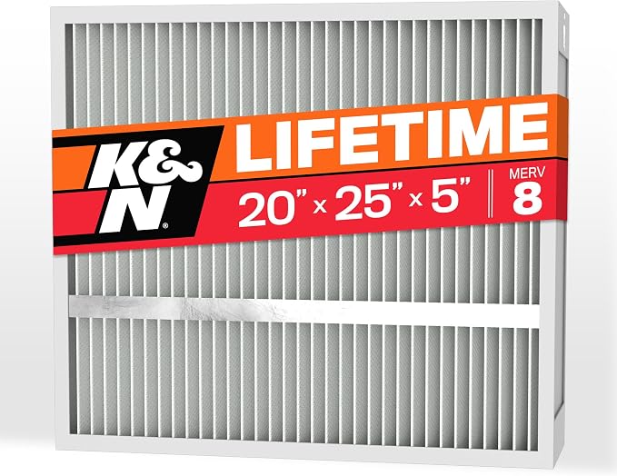 K&N 20X25X5 HVAC Furnace Air Filter, Lasts a Lifetime, Merv 8, the Last HVAC by KNEngineeringInc