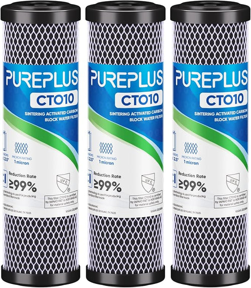 1 Micron 2.5" x 10" Whole House CTO Carbon Water Filter Cartridge Replacement by PUREPLUS