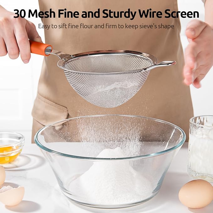 U-Taste Medium Fine Mesh Strainer: 18/8 Stainless Steel 4.73in 30 Mesh Kitchen - Image 5