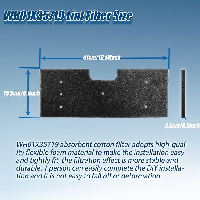 WH01X35719 Lint Filter, WH01X35719 Washer Dryer Filter Sponge Compatible - Image 2