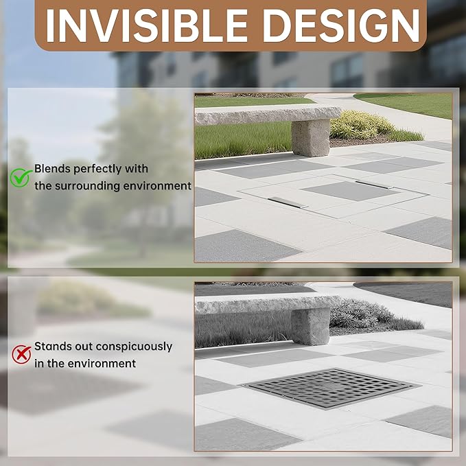 12x12 inch Stainless Steel Invisible Manhole Cover and Frame, Square Recessed - Image 3