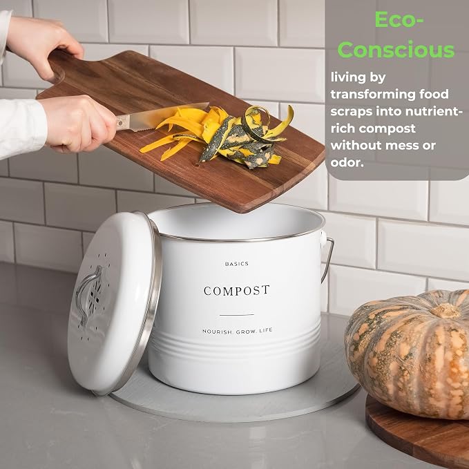 D'Lifeful Kitchen Compost Bin – 1.3 Gallon Countertop Farmhouse Compost - Image 3