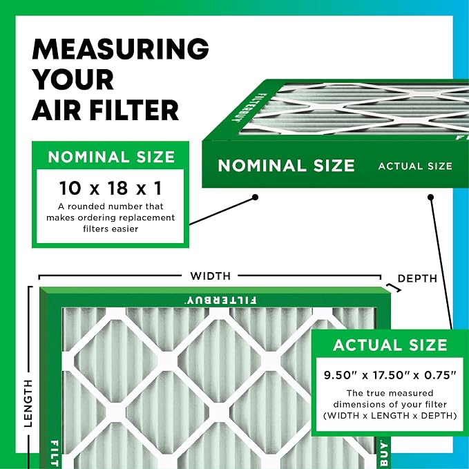 Filterbuy 10x18x1 Air Filter MERV 13 Optimal Smoke & Allergy Defense, - Image 2