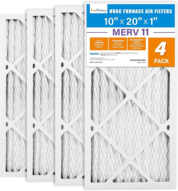 LotFancy 10x20x1 Air Filter MERV 11 4-Pack, Electrostatic Pleated AC Furnace - Image 9