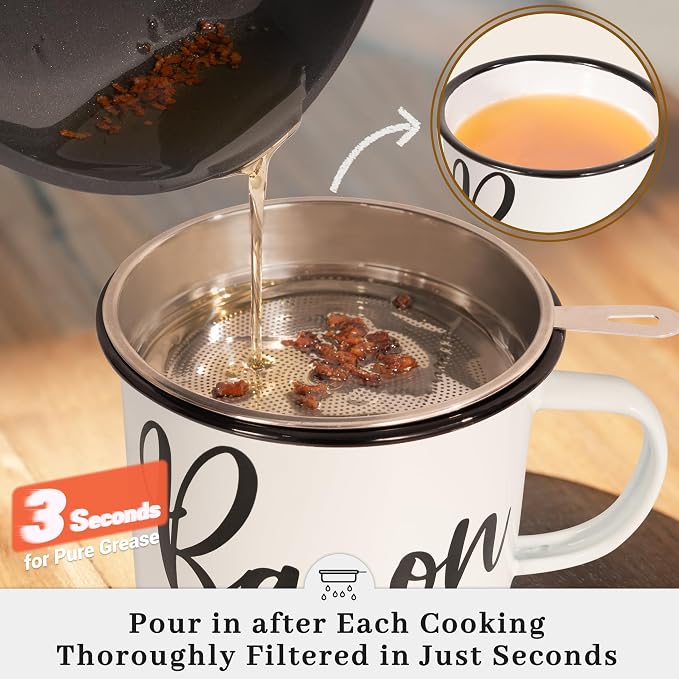 Bacon Grease Container with Strainer - Image 4