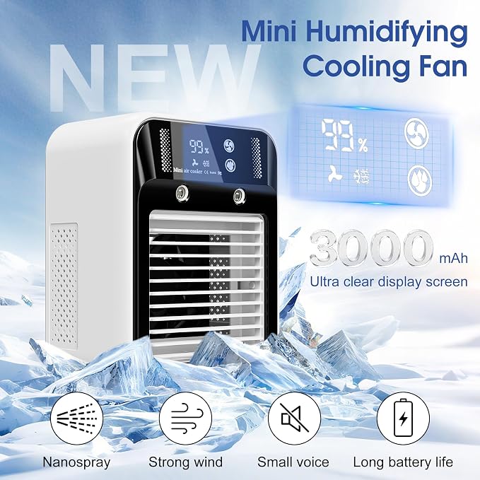 Portable Air Conditioner, Rechargeable Mini Air Conditioner Evaporative Air - Image 2