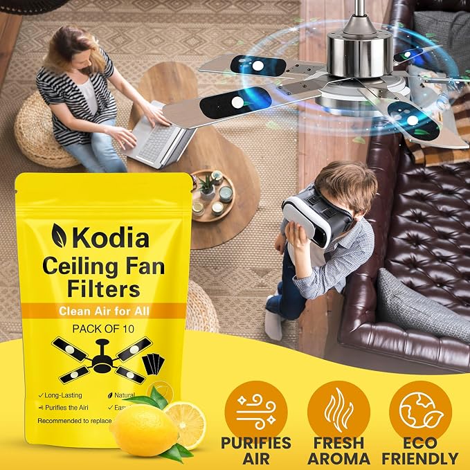 Kodia Ceiling Fan Filters for Blades – Activated Carbon Air Purifier Pads for - Image 4