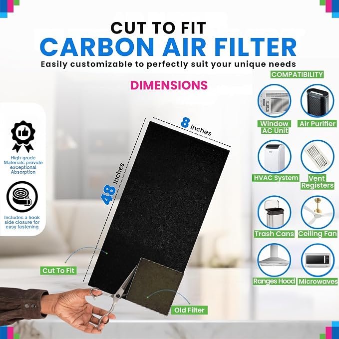 Cut to Fit Activated Carbon Filter Sheet 8” x 48” - Image 3
