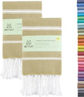WETCAT Turkish Hand Towels with Hanging Loop, Set of 2 (20" x 30") 100% Turkish Cotton, Pre-Washed, Quick Drying, for Kitchen or Bathroom - Pale Olive Green
