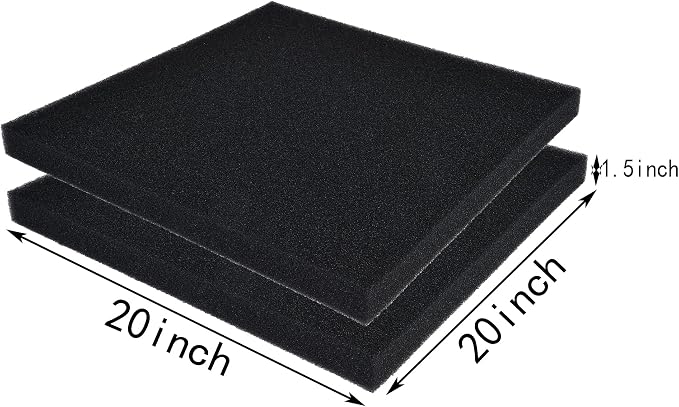 Hipanda 2 Pack Aquarium Bio Filter Sponge Pad 20"x20"x1.5", Bio Filter Media - Image 2