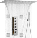 Brushed Nickel Digital Display Shower System with 16X24 inch Ceiling Overhead Shower Head(Rain & Waterfall Two Modes), 4 PCS Body Jet and Handheld Spray