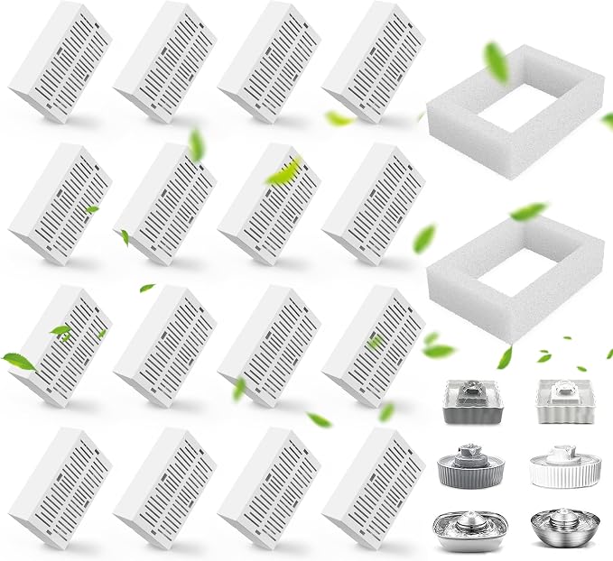 16 Pack Cat Fountain Filter Replacement, Triple Cupcake Cat Fountain Filters by Waatoos