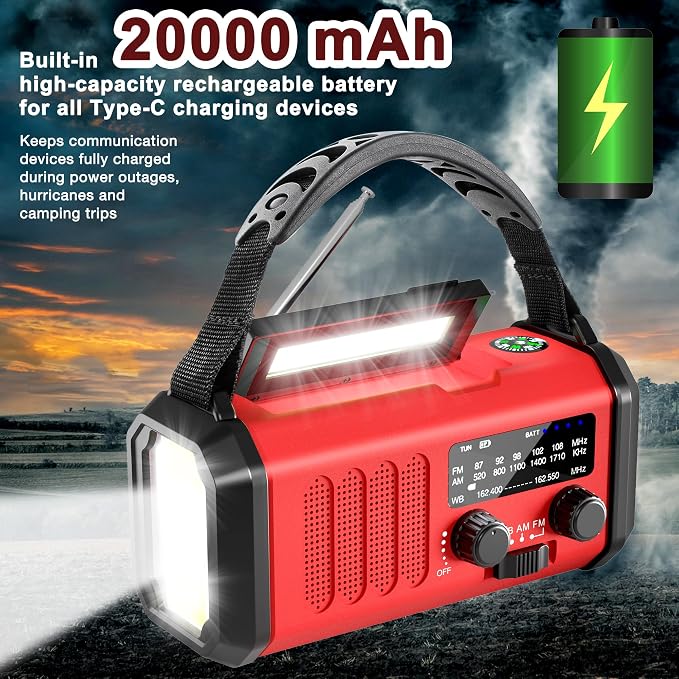 Emergency Radio NOAA Weather Radio Hand Crank & Solar Charging - Image 6