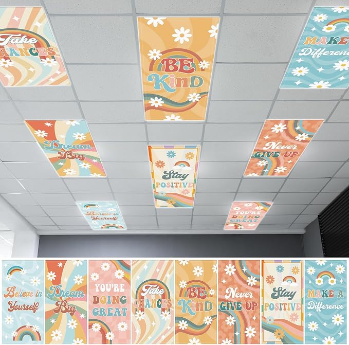 8Pcs Fluorescent Light Covers for Classroom Ceiling Lights, 4 x 2 Feet by Hallswl