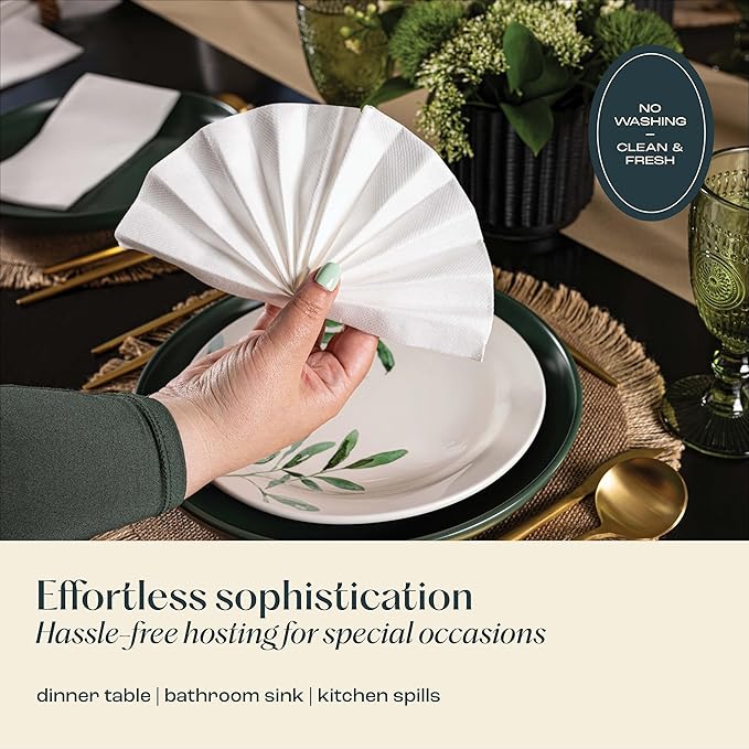 Disposable Linen-Feel Guest HandTowels [MEDIUM SIZE - Pack of 7500] - Cloth-Like Hand Bathroom Napkins - Soft and Absorbent Paper Napkin for Kitchen, Bathroom, Party, Wedding, Or Event