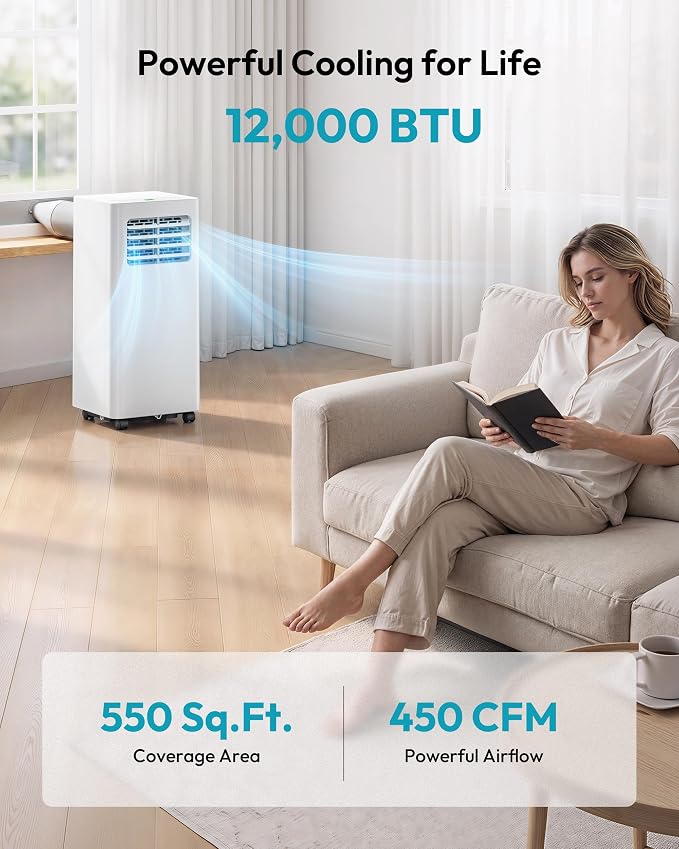 EUHOMY Portable Air Conditioners 12, 000 BTU, Smart 4-in-1 Portable AC Unit - Image 2